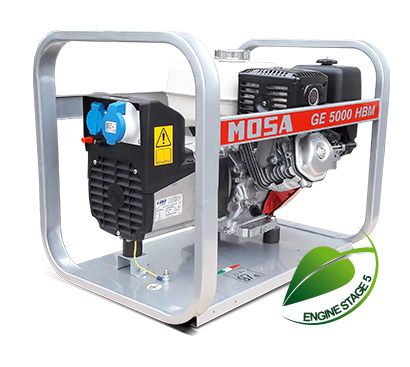 Generator curent monofazic Mosa GE 5000 HBM / Honda GX270 / 8,6CP / răcire cu aer / pornire manuală la sfoară / AVR / gama “Open Frame”