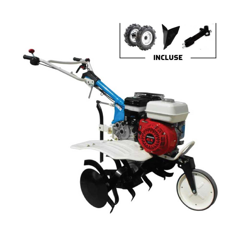 Motosapă AGT 5580 GX200, 6,5CP, benzină, 80CM, 73kg, cu roți pneumatice, plug și adaptor prindere accesorii