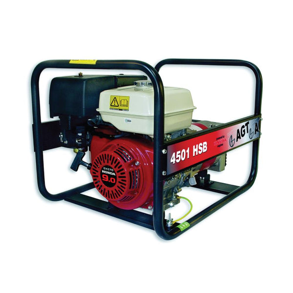 Generator curent monofazic AGT 4501 HSB, 4,2kVA, motor Honda GX270, 9CP, pe benzină, protecție termică, contor orar