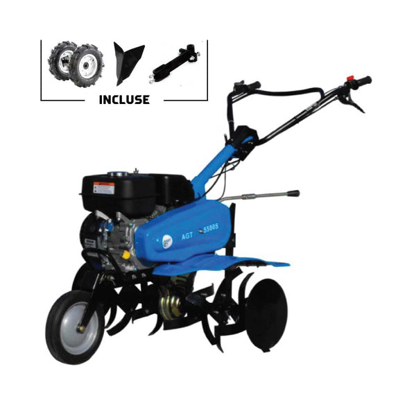 Motosapă AGT 5580 SH265, 6.5CP, benzină, 80CM, 73kg cu roți pneumatice, plug și adaptor prindere accesorii