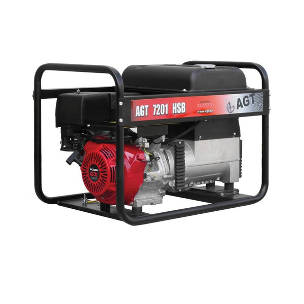 Generator curent monofazic AGT 7201 HSB, 6kVA, motor Honda GX390, 13CP, pe benzină, protecție termică, contor orar