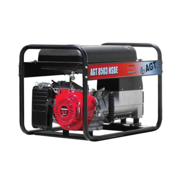 Generator curent trifazic AGT 8503 HSBE, 8kVA / 5kVA, motor Honda GX390, 13CP, pe benzină, protecție termică, senzor lipsă ulei, contor orar