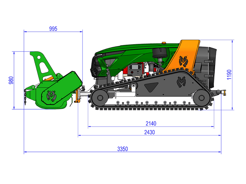 Tocător multifuncțional șenilat și radiocomandat MDB Green Climber LV800 PRO, 76CP