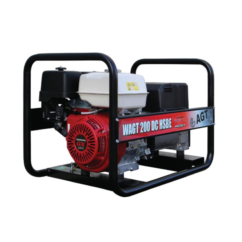 Generator curent de sudură WAGT 200 DC HSBE, 4kVA, motor Honda GX390, 13CP, pe benzină, protecție termică, senzor lipsă ulei, contor orar, starter electric