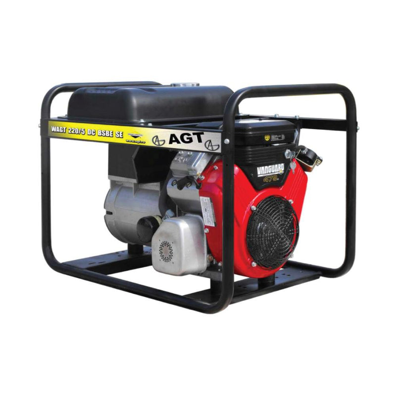 Generator curent de sudură WAGT 220/5 DC BSBE SE, 6,5 kVA (3~) / 3,5 kVA (1~), motor BRIGGS & STRATTON Vanguard, 16CP, pe benzină, protecție termică, senzor lipsă ulei, contor orar, starter electric