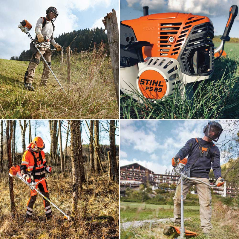 Motocoasă Stihl FS 89, benzină, 1,3CP, motor 2T, tehnologie 4-MIX, cuțit iarbă (inclus) și cap tăietor cu fir (inclus) + CADOU: Ulei amestec 0.5 litri